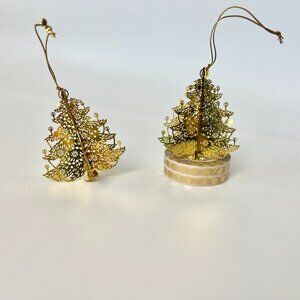 Vintage Christmas Ornament Bundle Christmas Trees Gold Filigree 3D